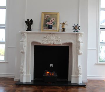 French Marble Fireplace With Garland
