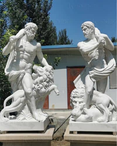 Hercules Fighting Lion Statue-Hercules Statue