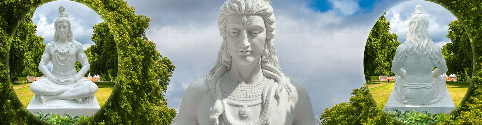 White-marble-Lord-Shiva-statue-in-meditation,-pure-natural-material