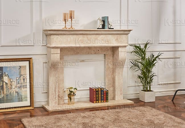 travertine fireplace surround