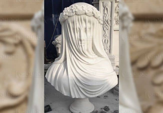 under the sun's rays veil statue marble