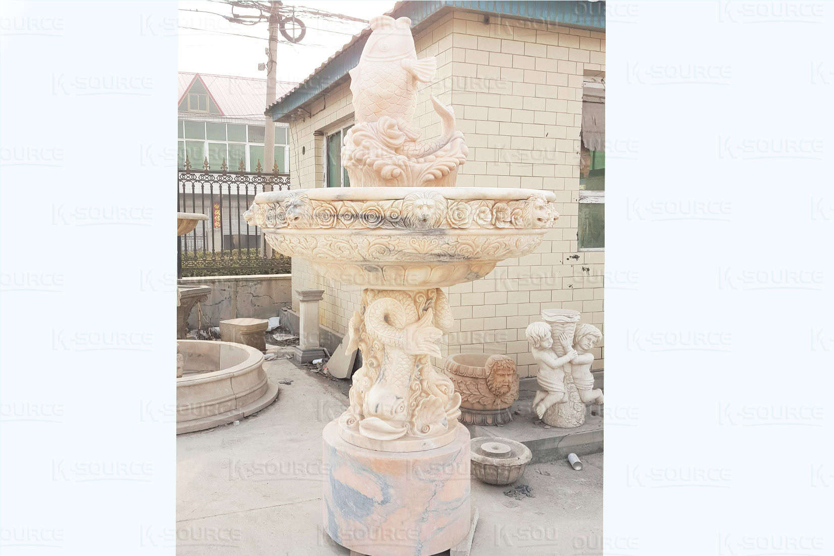 Fountain of carp and ugly fish