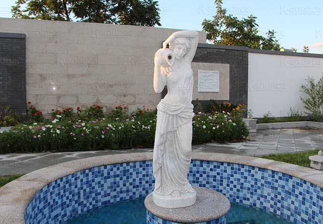 natural marble lady fountain statue