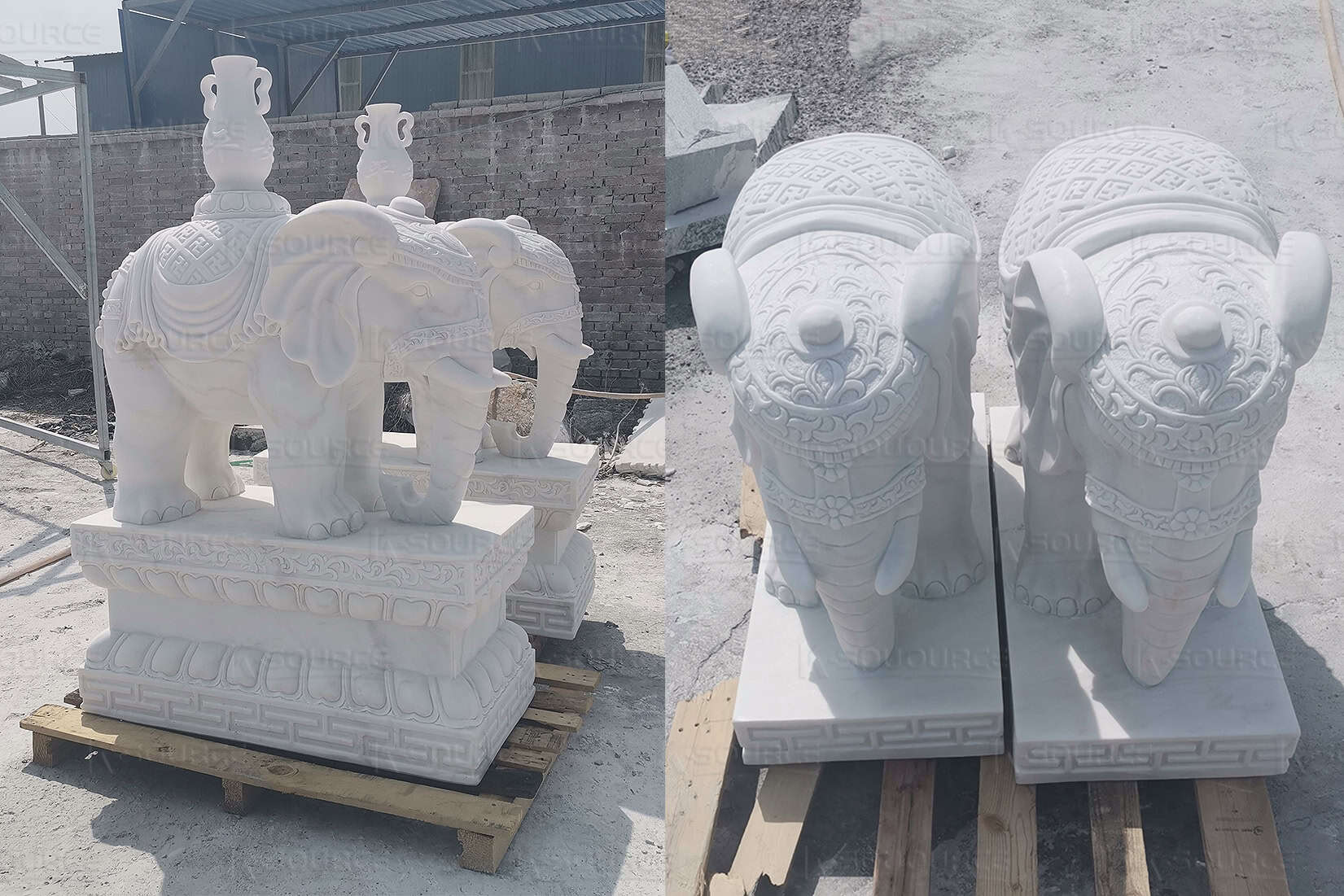 There are many carving techniques for white marble elephant statues
