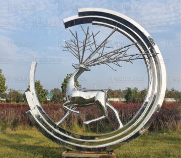 Metal Reindeer Sculpture