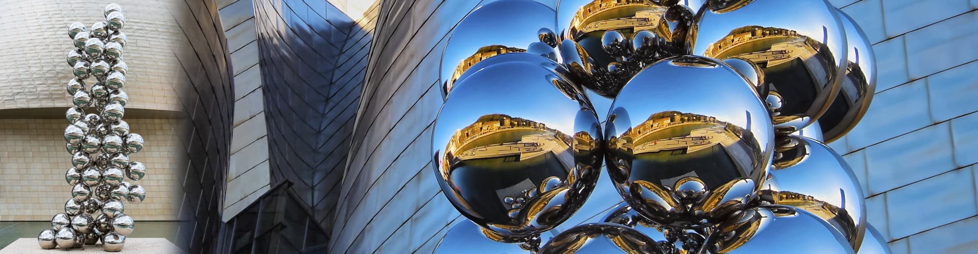 A three-dimensional sculpture decoration composed of many mirrored balls