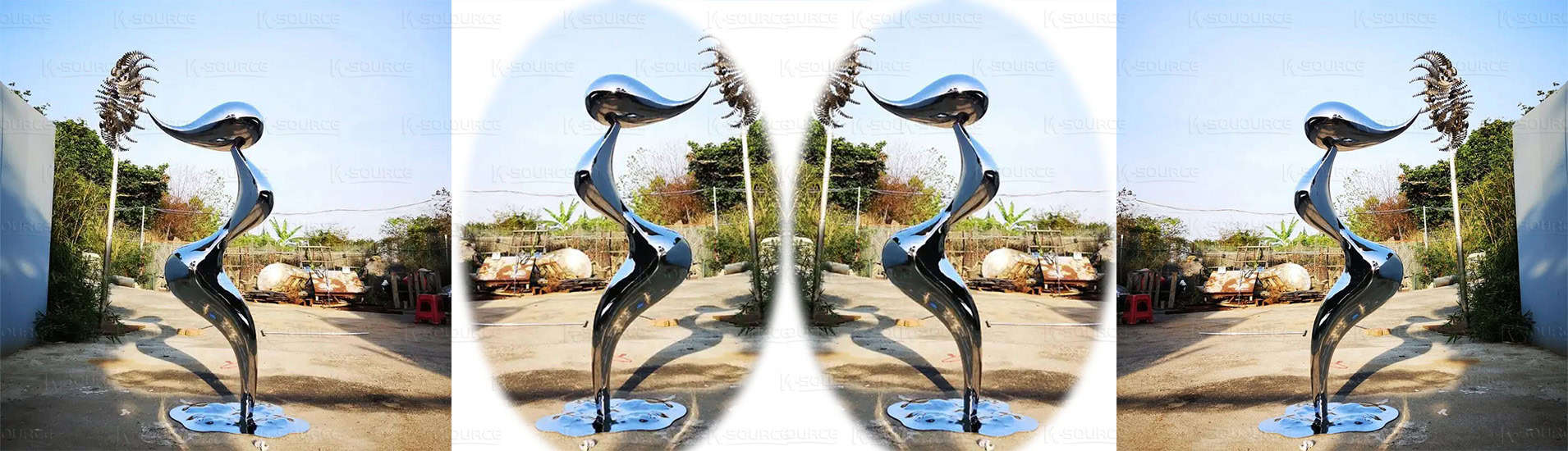 The mirror surface makes the sculpture sparkle in the sun, giving people a broad imagination.