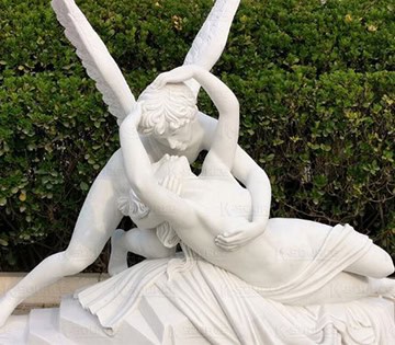 The marble Cupid and Psyche statue is a neoclassical marble statue with a touch of Romanticism.
