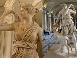 Diana in Versailles is a very famous statue of the goddess of the hunt from the Italian period.