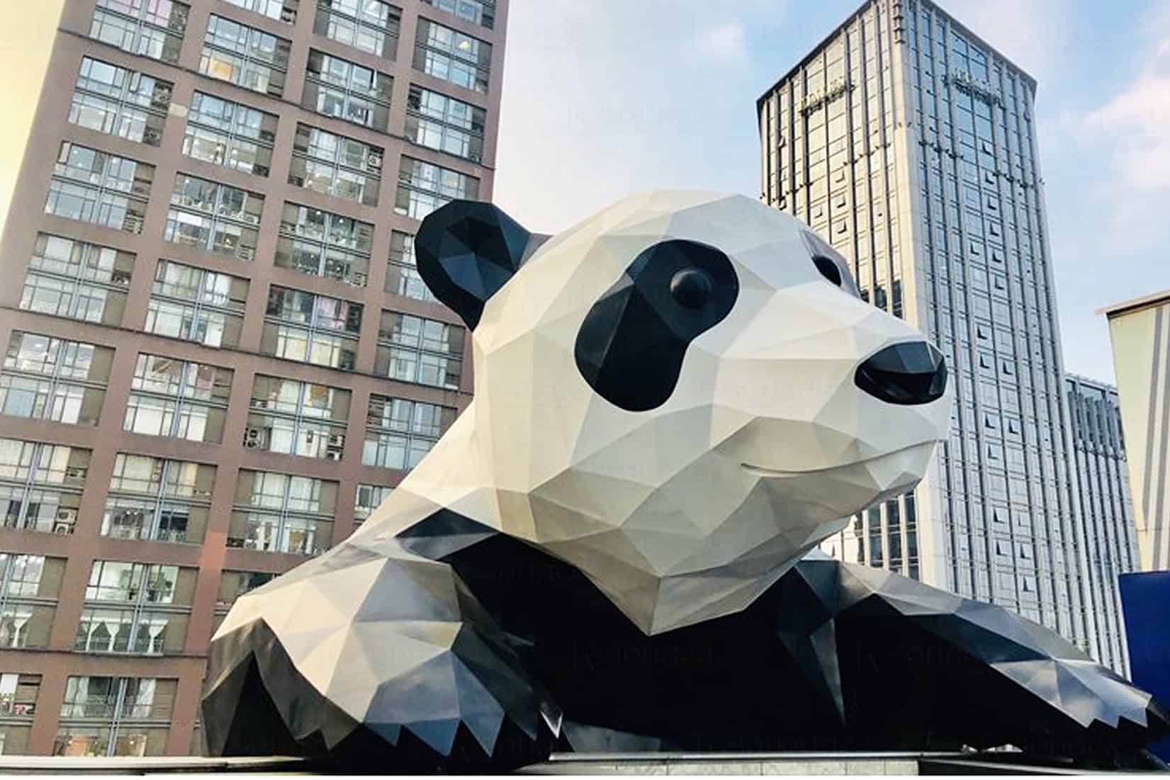 Stainless steel sculptures with panda-shaped elements can be made in many styles