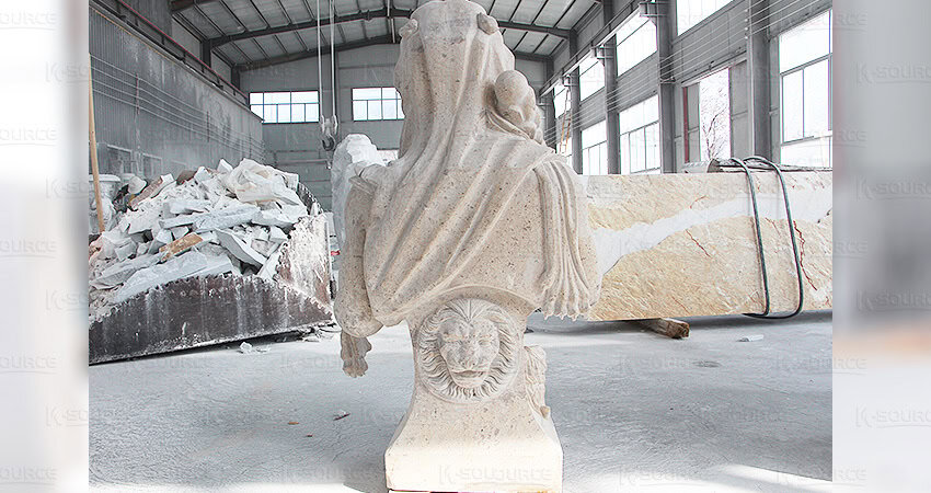 a marble bust of a Roman emperor