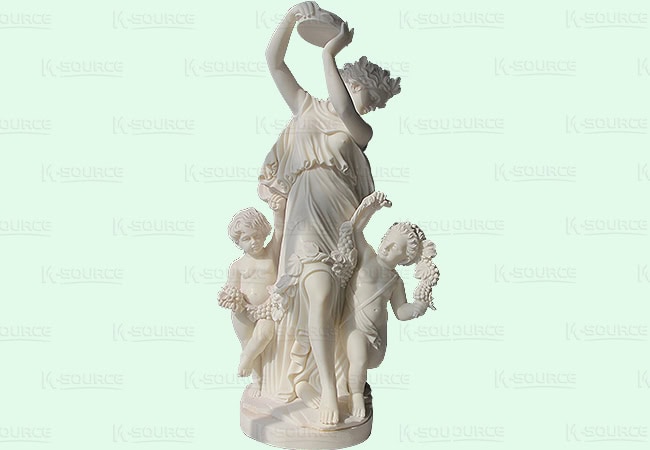 The dancing scene carved out of natural marble is a piece of exquisite stone art.