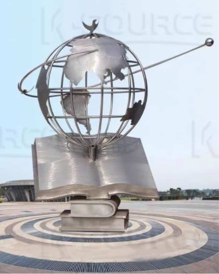 tainless steel metal globe sculpture