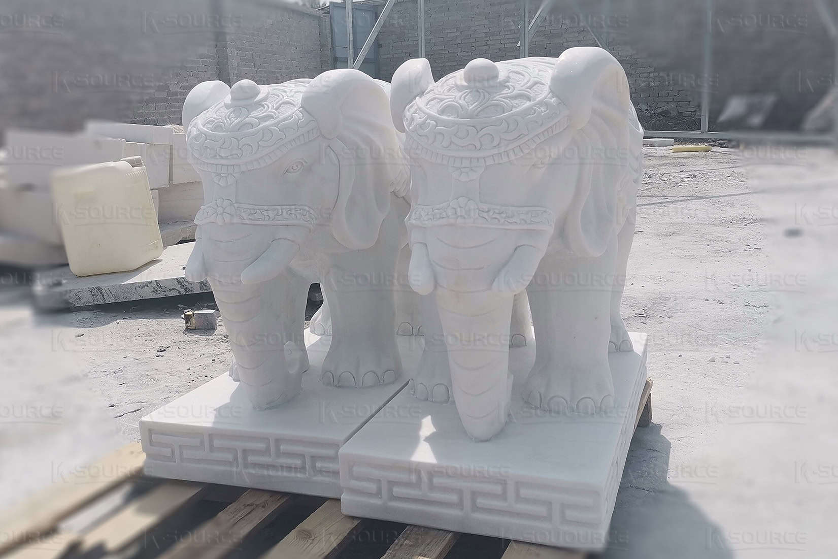 Classic white marble elephant statue