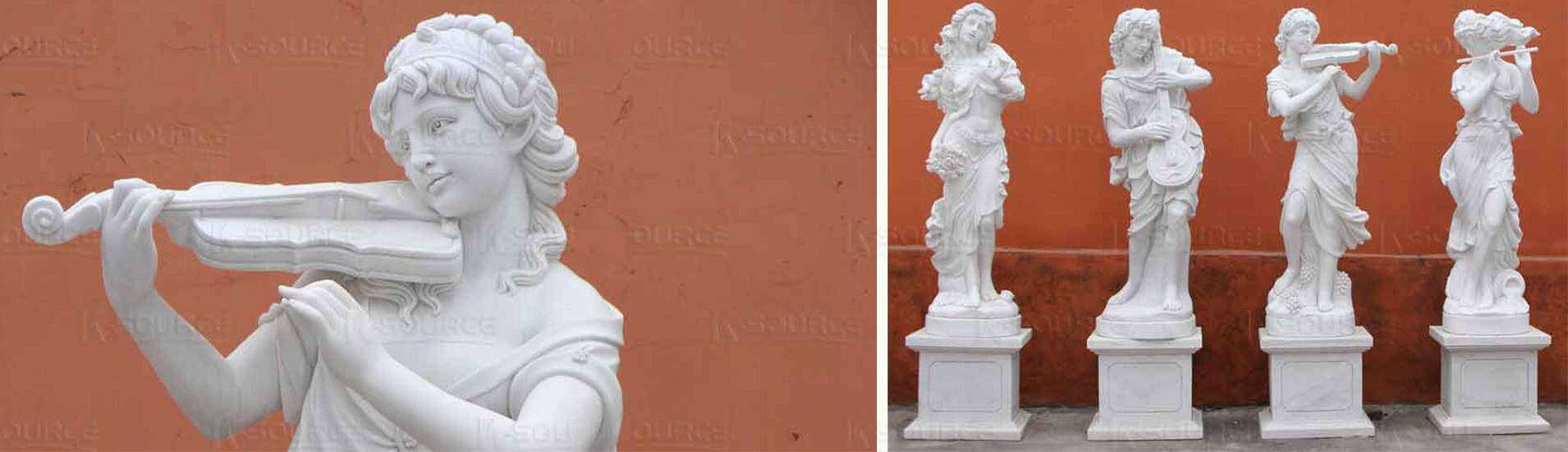 Four goddess sculptures about music