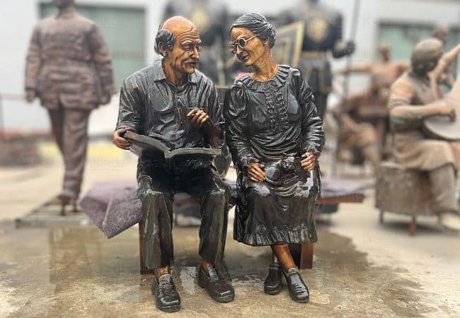 Custom Bronze Elderly Couple Sculpture