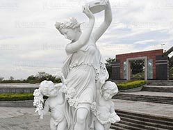 Marble Statue of Mother and Child Dancing