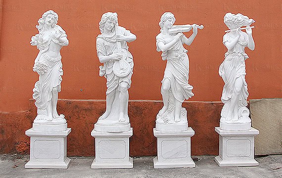 a statue of the four seasons with the goddess of music as the element