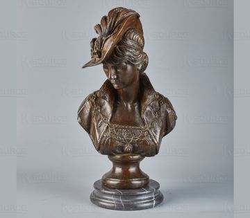 French Classic Lady Bronze Bust