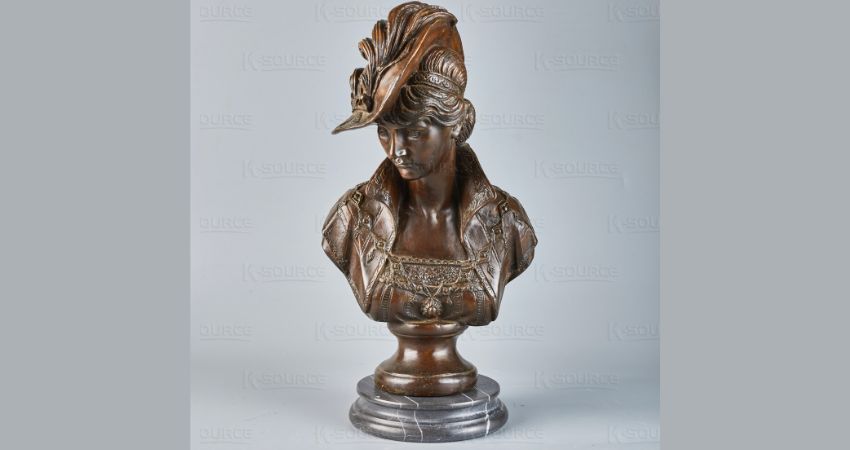 Graceful French Lady Bronze Bust Sculpture
