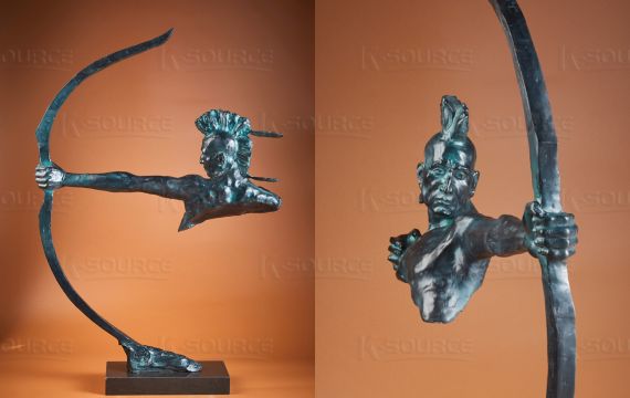 Abstract Bronze Archer Sculpture