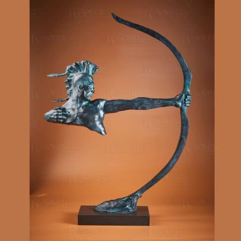 Native American Indian Man Bronze Sculpture