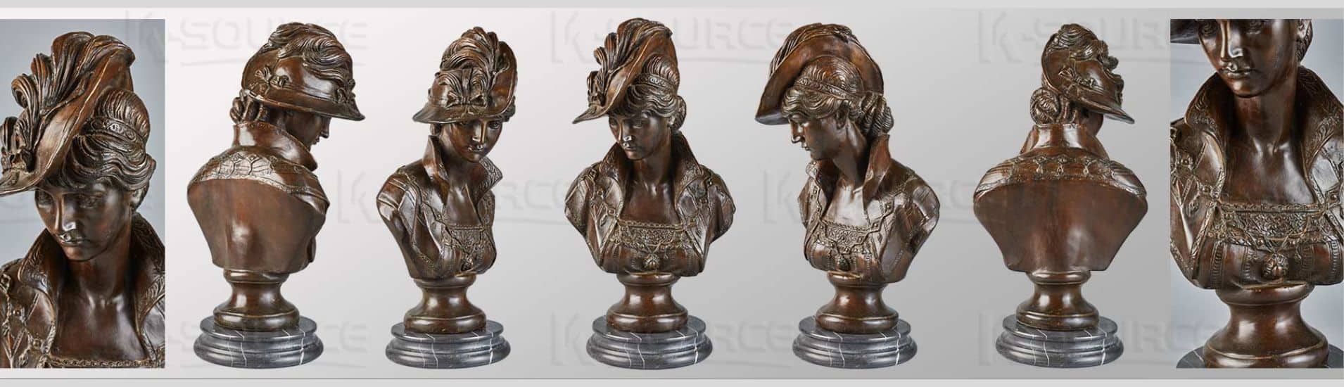 Woman Head Bronze Bust Statue
