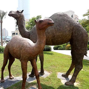 Camel sculptures in downtown Dubai Tower