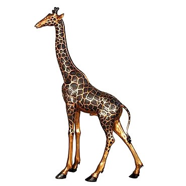 Walking bronze giraffe statue